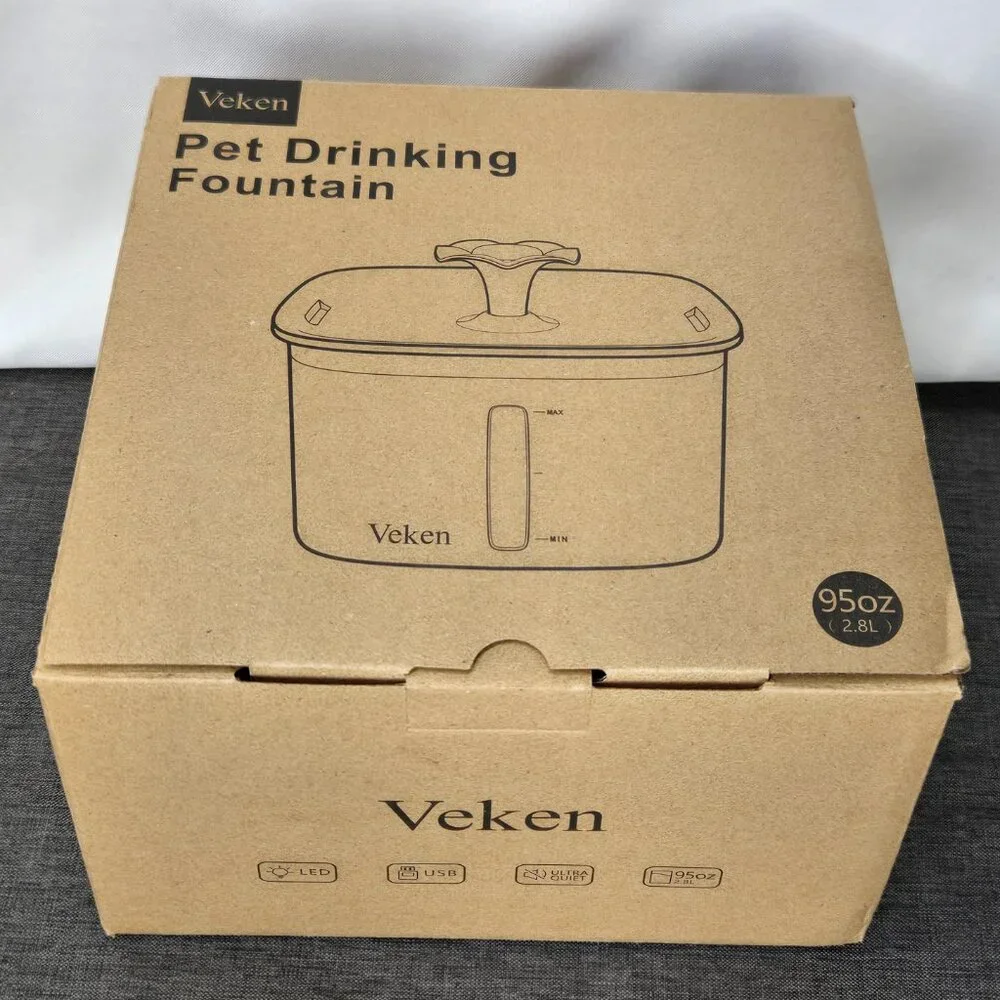 Veken Pet Drinking Water Fountain (95oz w/Blue Night Light Switch) Automatic